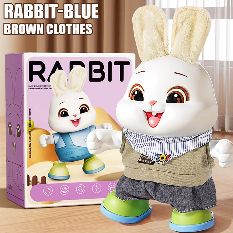 Electronic Rabbit Pets Kids Dancing Walking Encourages Crawling Moving Have Sound Interactive Toy for 3 Years Children Gifts