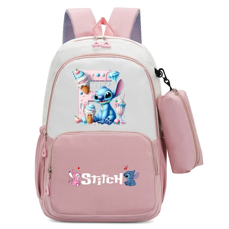 Stitch Disney Girls Schoolbag with Pencil Bags Women Travel Bag New Backpacks for Student Children Large Capacity Bookbag Gifts