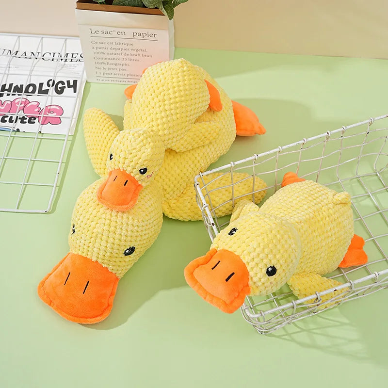 Plush Companion Sleeping Duck Dog Toys for Small Large Dogs Bite Resistant Teeth Grinding Sound Relief Duck Sound Toy