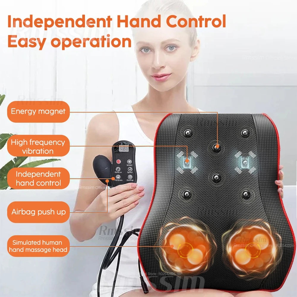 New Electric Massage Neck Pillow Shiatsu Head Cervical Ttraction Body Back Waist Massager Car with Heating Vibrating Massage