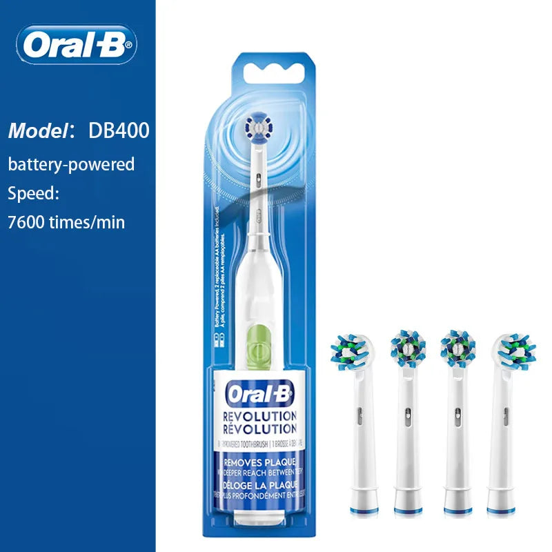 Oral B Rotation Electric Toothbrush AA Battery 7600 Rpm Cross Action Cleaning Teeth Tooth Brush with Brush Refills
