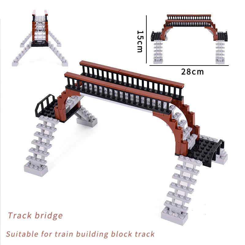 City Train Station Platform Traffic Light Cave Flyover Tracks Straight Curved Rails Building Block Bricks Technican Creative Toy