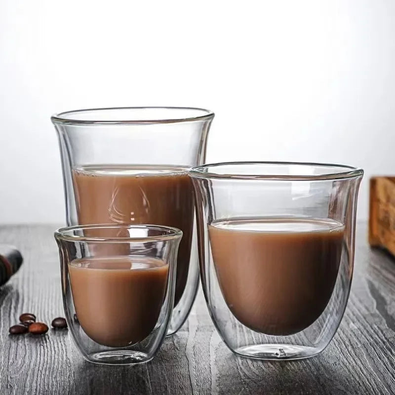 1Pcs 80-220ml Double Wall Glass Cup Clear Heat Resistant Tea Cups Healthy Drink Coffee Milk Mug Insulated Glass Drinkware Gift
