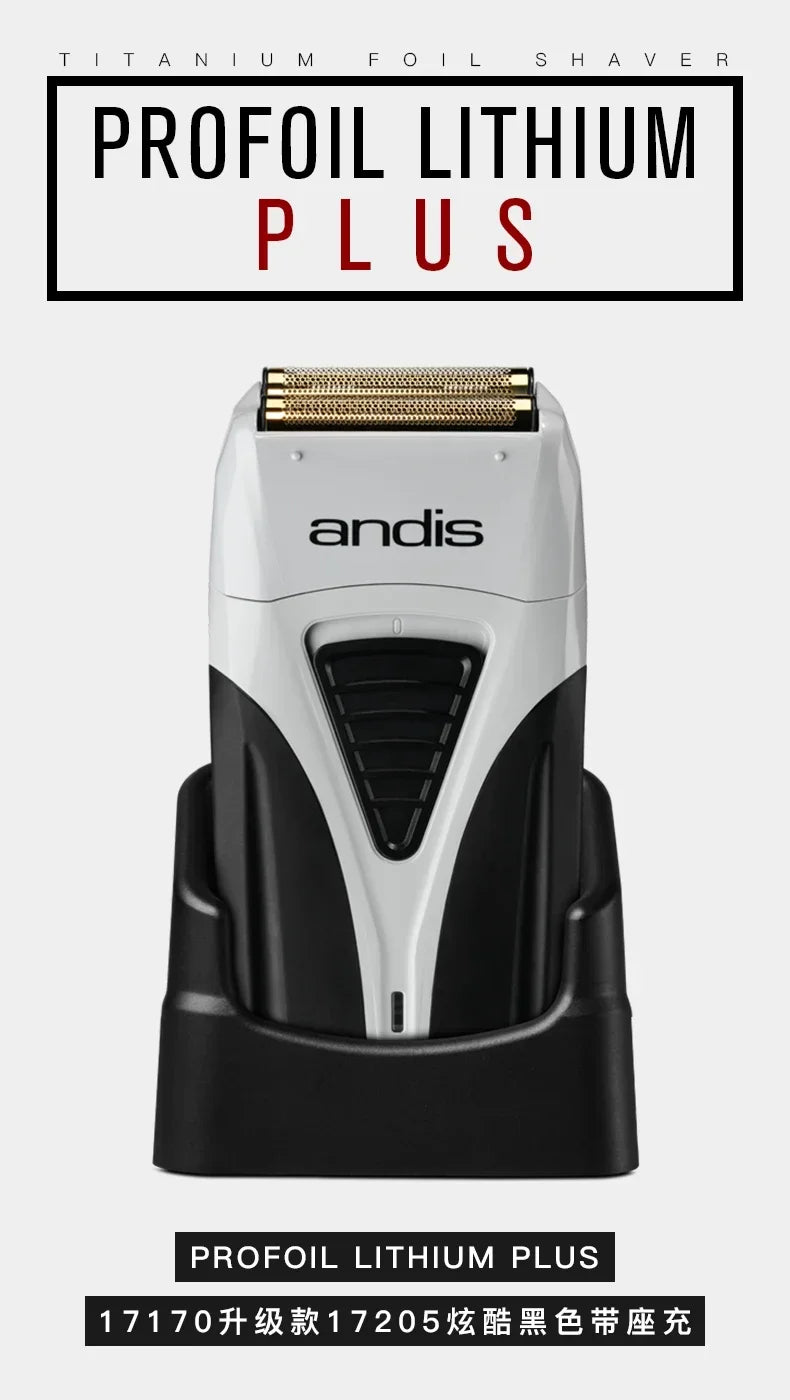 Andis Profoil Lithium Plus 17205 Barber Hair Cleaning Electric Shaver For Men Beard Stubble Razor Bald Shaving Machine charger