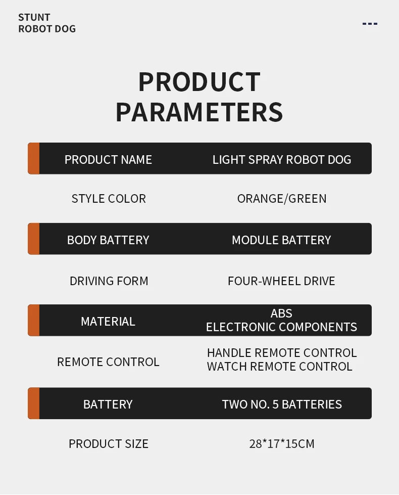 Rc Stunt Car 8-Wheel Mechanical Robot Dog with Lights Spray for Kids Remote Gesture Sensing Control Electronic Pet Toy Car