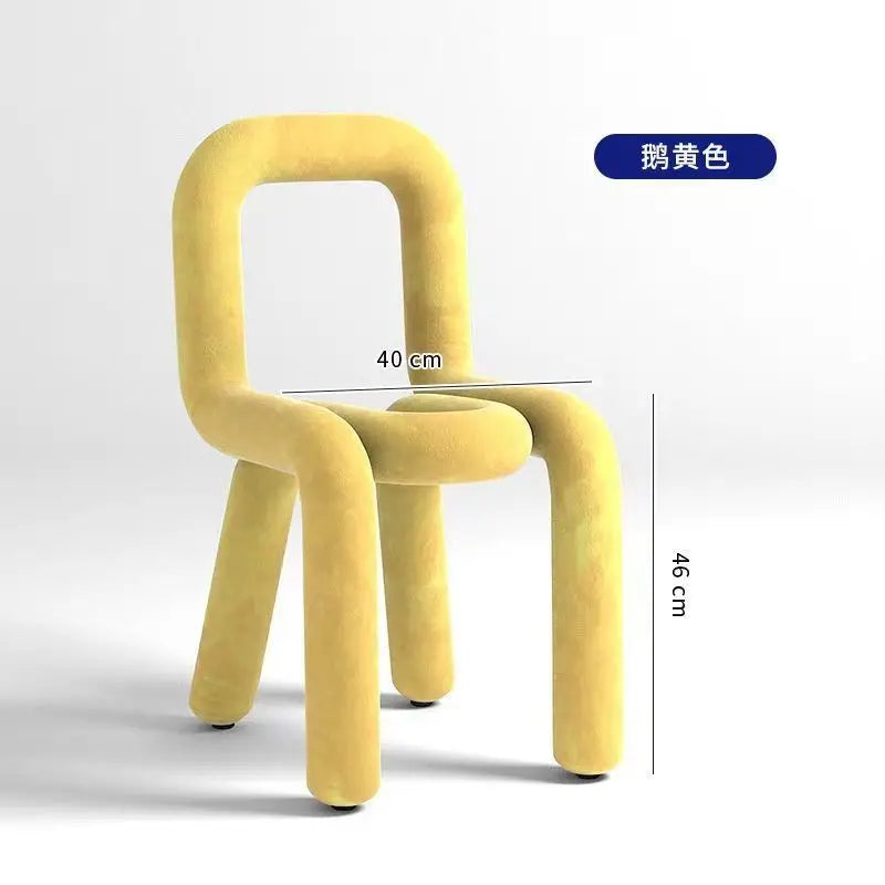 Nordic Style Creative Curved Chair, Plush Upholstered Kids/Accent Living Room Furniture