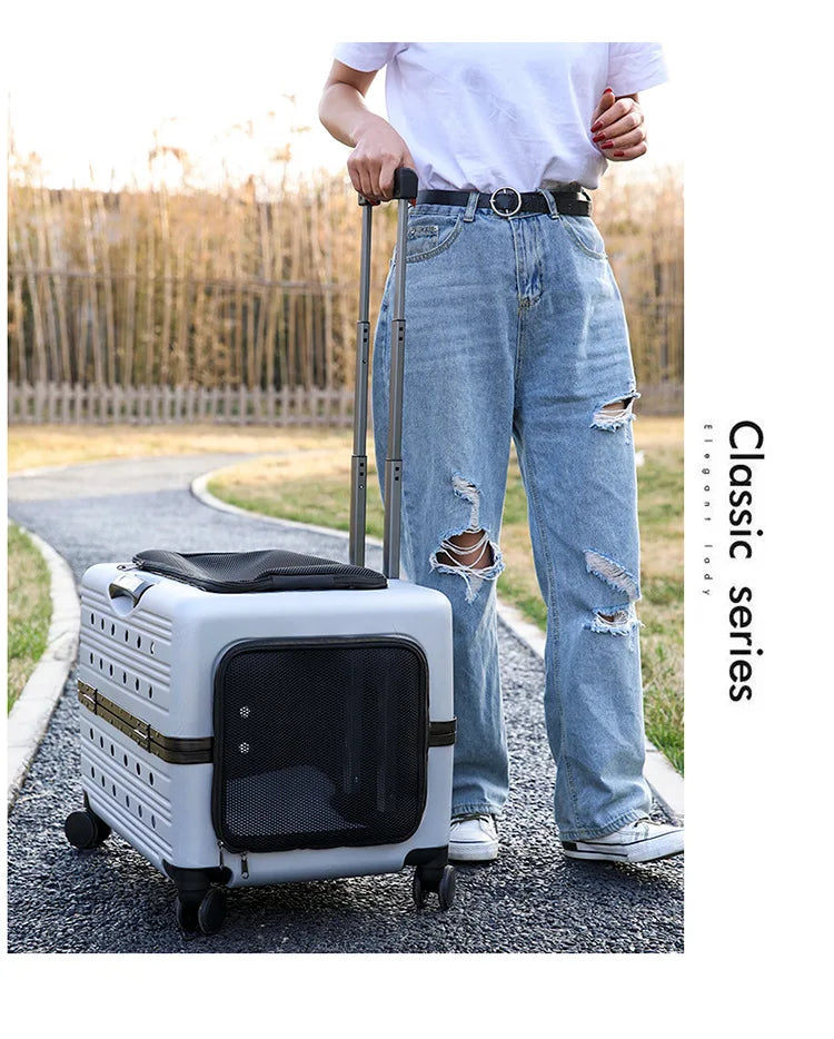 Pet Trolley Bag Case Carrier for Cats Expands Transparent Puppy Move Bag Travel with Wheels Pet Items Portable Cat Holder Basket