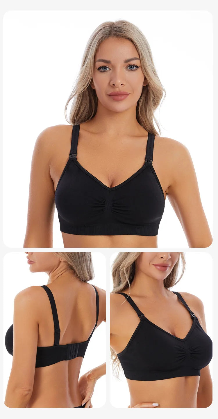 New Wireless Front Open Nursing Bra Soft Lace Breathable Seamless Maternity Breastfeeding Bras Maternal Support For Pregnant