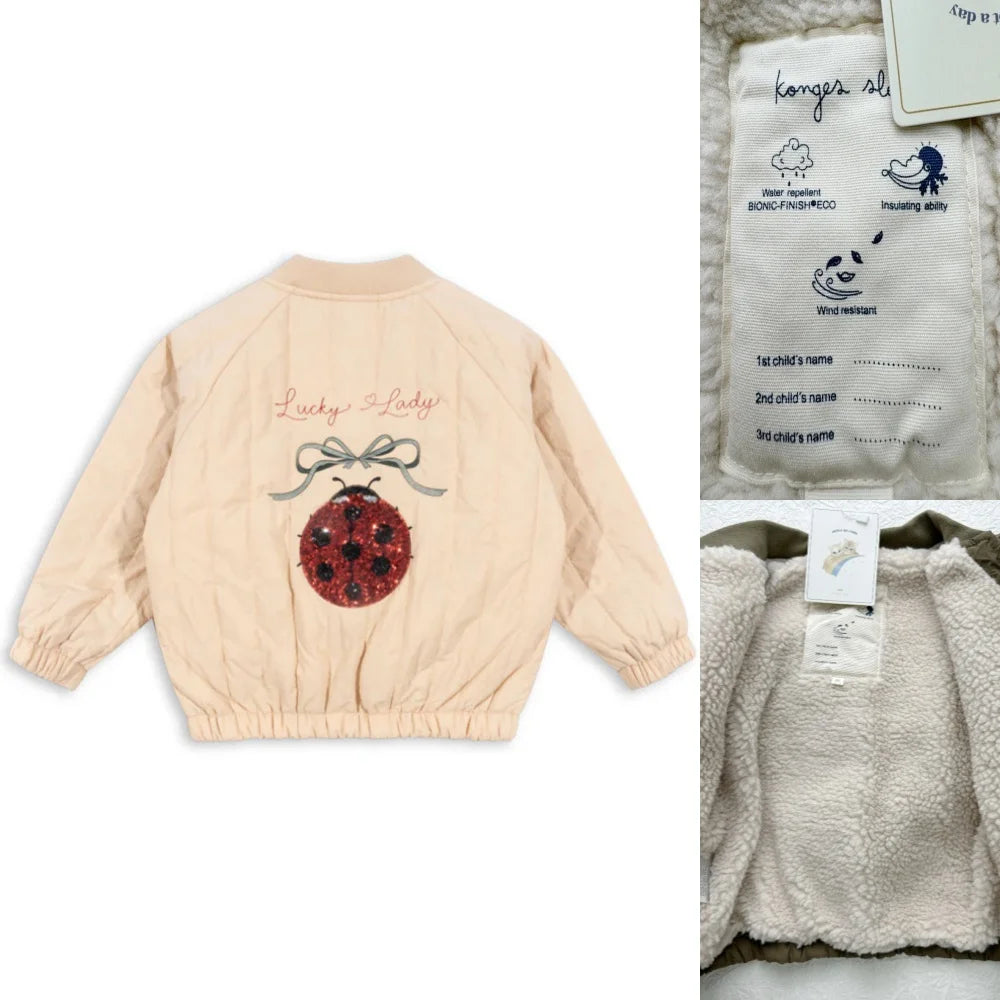 2025 KS Winter Baby Boys Cartoon Lambswool Jackets Kids Cotton Clothes Girls Jackets Outerwear Coats Boys Flight Suit Jackets