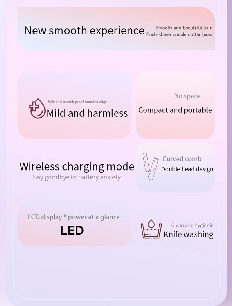 2 IN 1 Lady Electric Shaver Double Head Dual Purpose  Electric Razor & Hair Trimmer For Female Underarm Leg Bikini Hair Remover