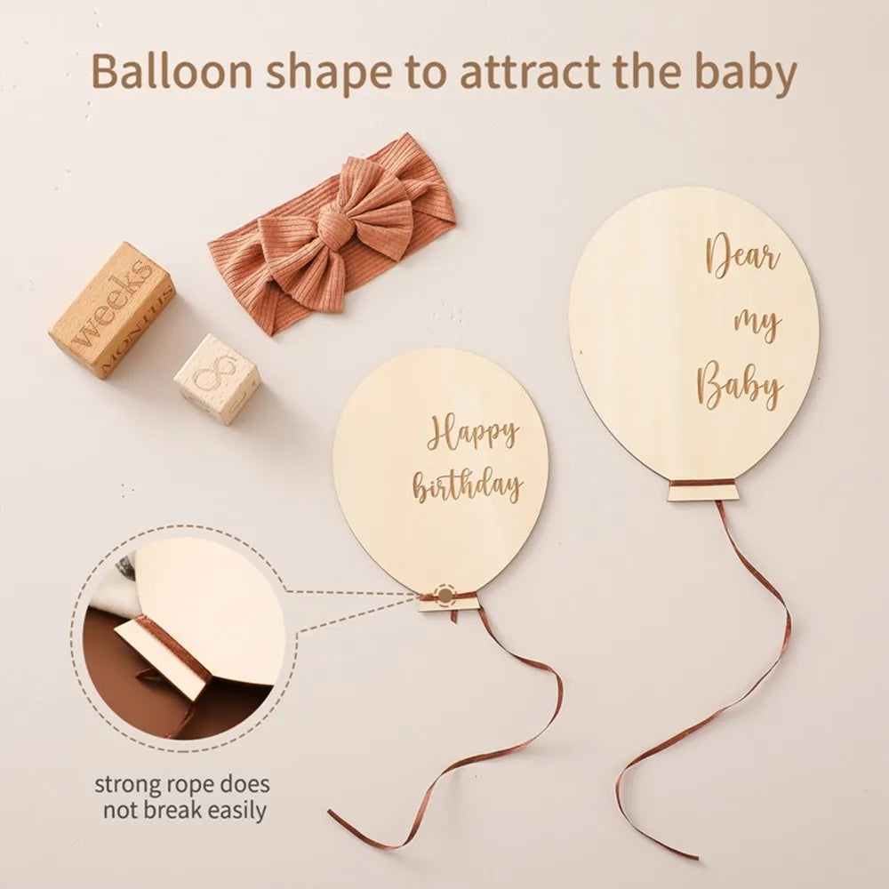 Baby Wooden Memorial Monthly Cards Moon Shape Monthly Newborn Engraved Age Photography Props Accessories Baby Birthing Gift