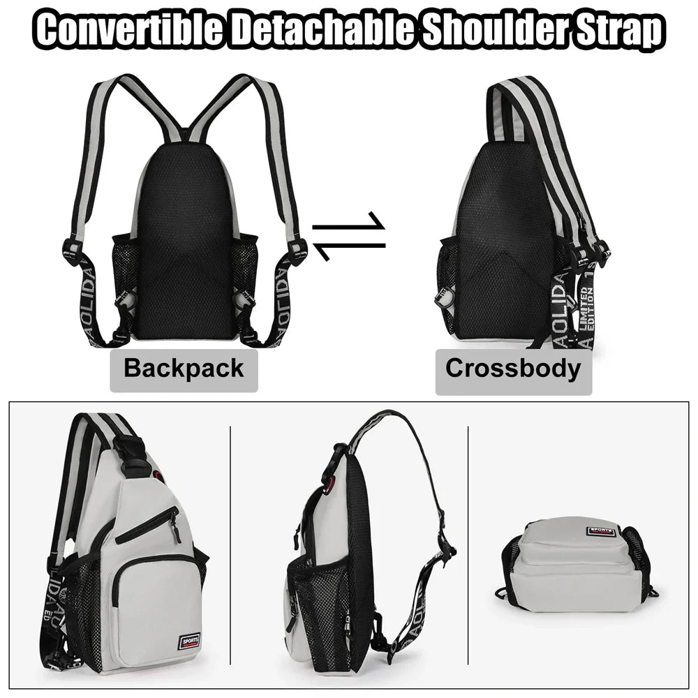 Women Chest Bags Adjustable Backpack and Single Shoulder Bag With Earphone Hole Girl Small Sports Travel Messenger Oxford Bag