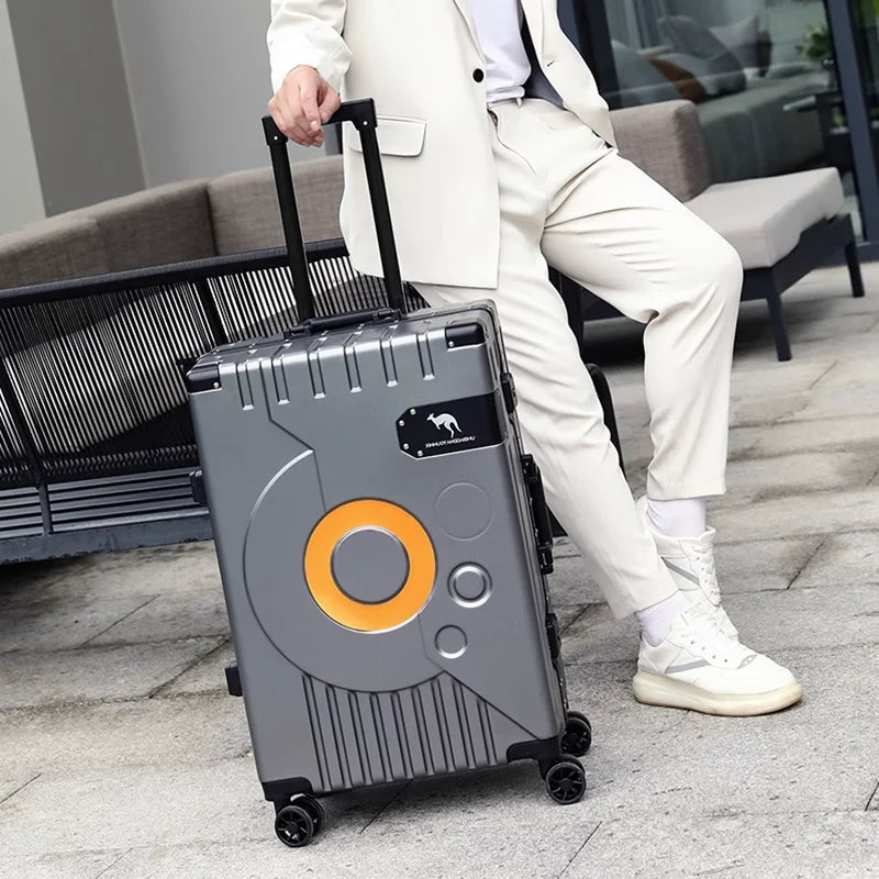 Fashion Aluminum frame travel luggage silent large-capacity trolley suitcase 20 inch suitcase carry on 24 inch password box