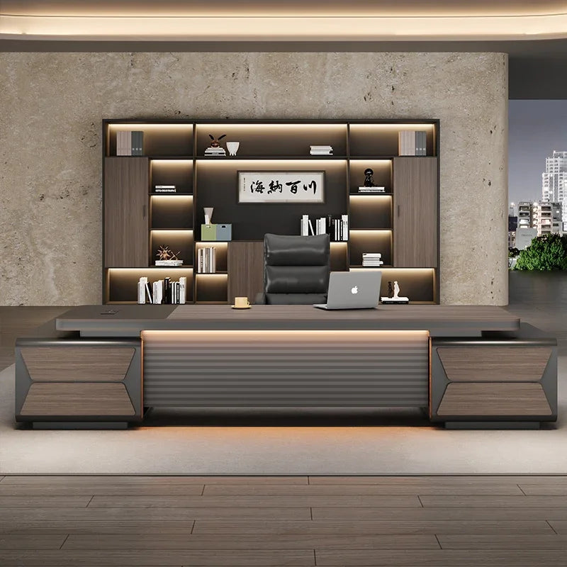 L-shaped luxury chairperson's room manager chair combination simple modern president's desk furniture Executive Office Desk home