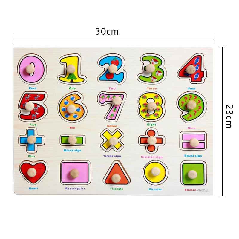 30cm Kid Early educational toys baby hand grasp wooden puzzle toy alphabet and digit learning education child wood toy