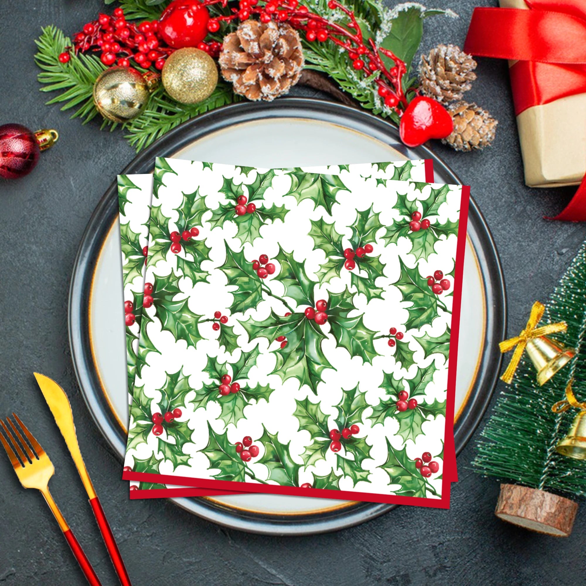 20pcs Plants Pattern Guest Napkins Disposable Paper Dinner Napkin Bathroom Hand Towels Christmas Birthday Party Decor