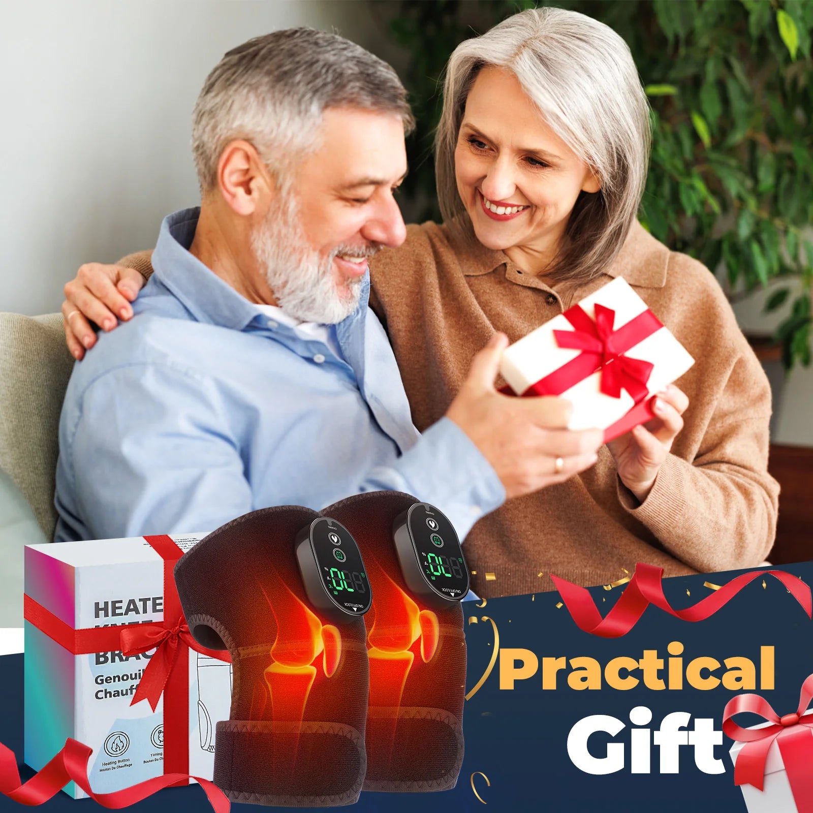 Wireless Heated Knee Massager Pads Brace Shoulder Elbow Support Muscle Wrap 6 Levels Hot Compress Reduce Stress Joint Health