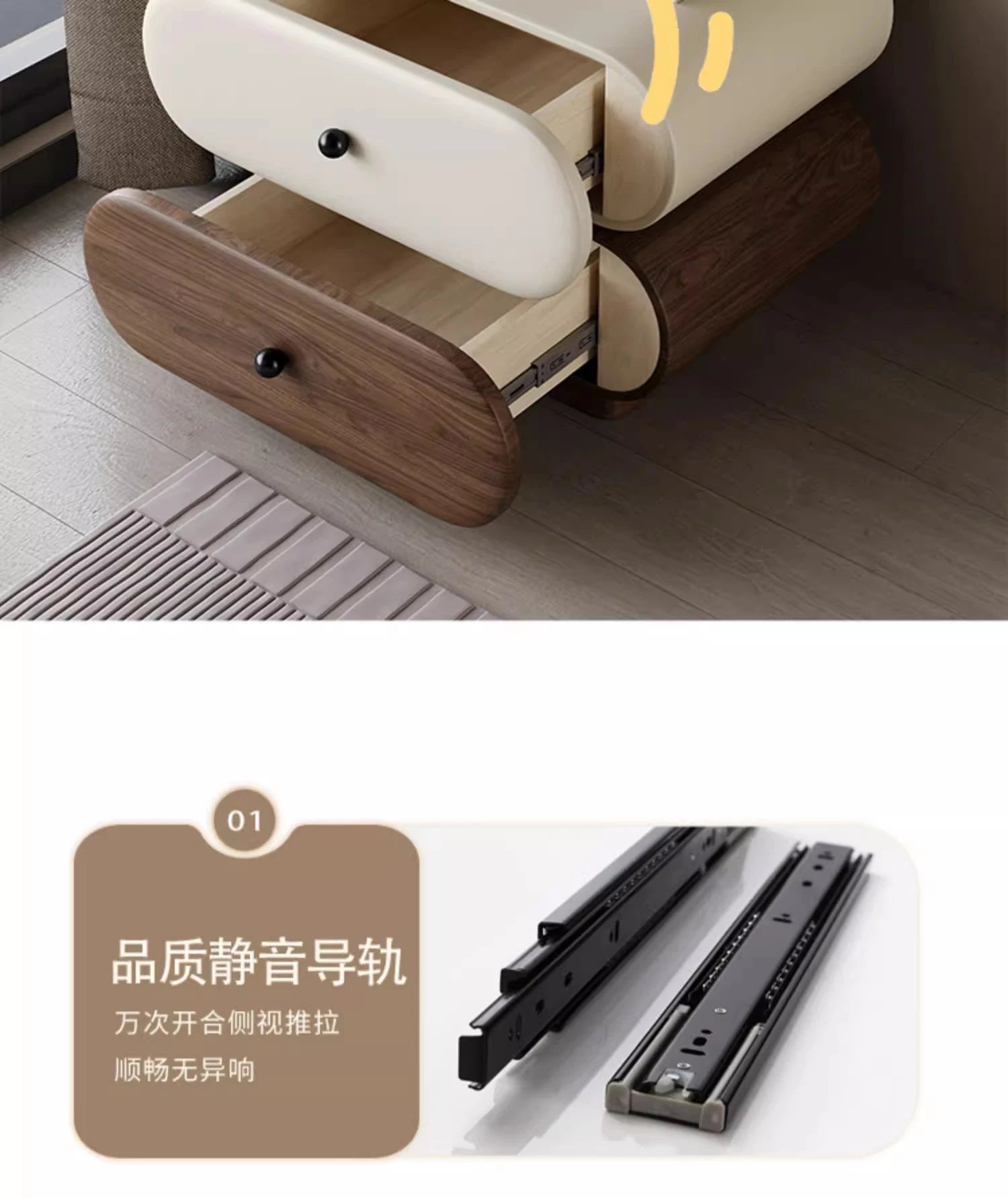 Glamour Cream Style Nightstands Tiny Cute Space Saving Bedside Tables Minimalist Luxury Mesitas De Noche Bedroom Furniture