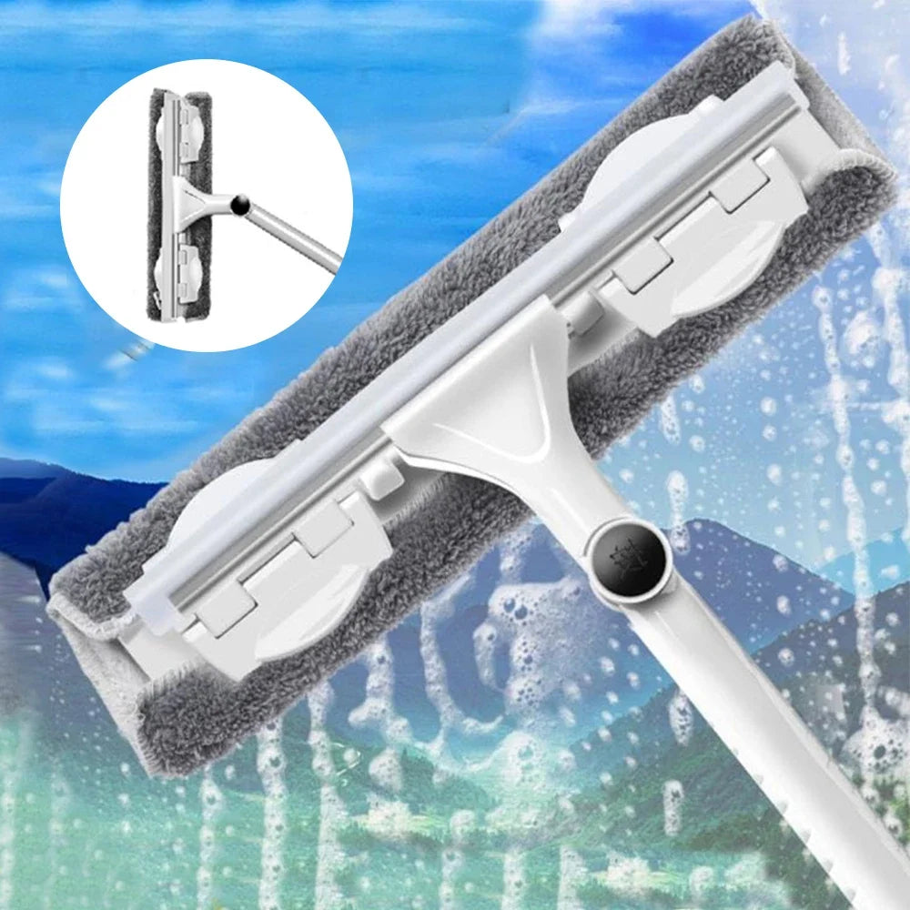 Household Telescopic Window Cleaning Tool with Long Handle Brush Glass Washer Mop for Efficient Indoor Window Cleaner