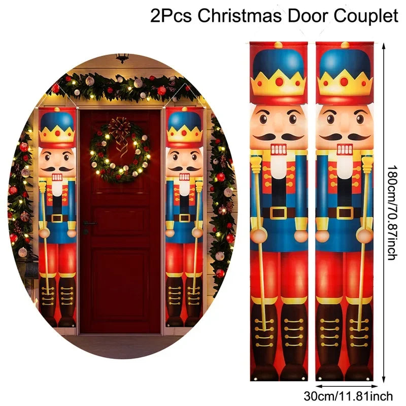 Nutcracker Santa Door Banner Decor 2025 Christmas Decorations for Home Xmas Hanging Ornaments Navidad Noel Gifts New Year 2026
