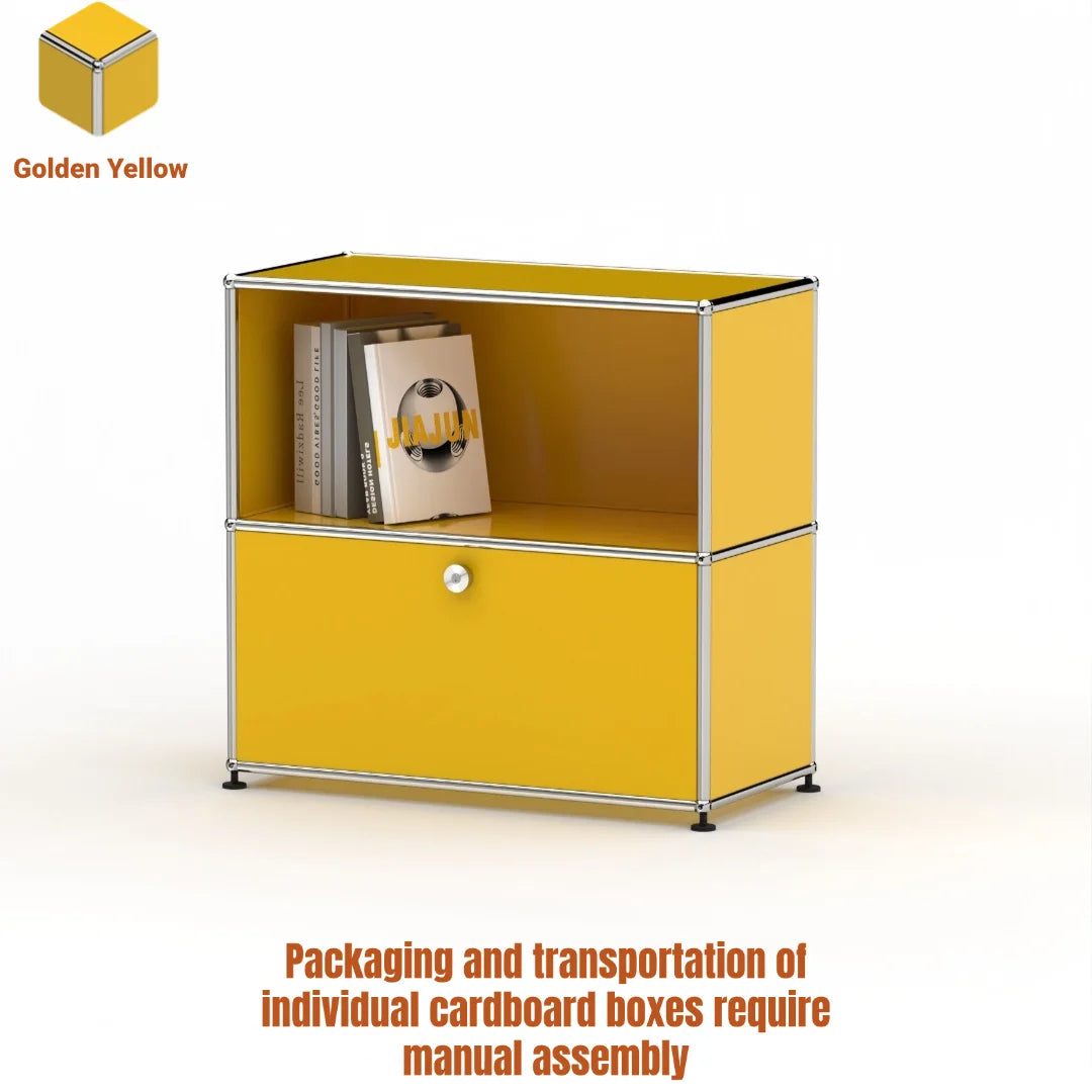 Modern Steel Flip Door Cabinet｜2-Tier Modular Storage Unit｜Custom Color Metal Organizer for Entryway, Living Room or Office