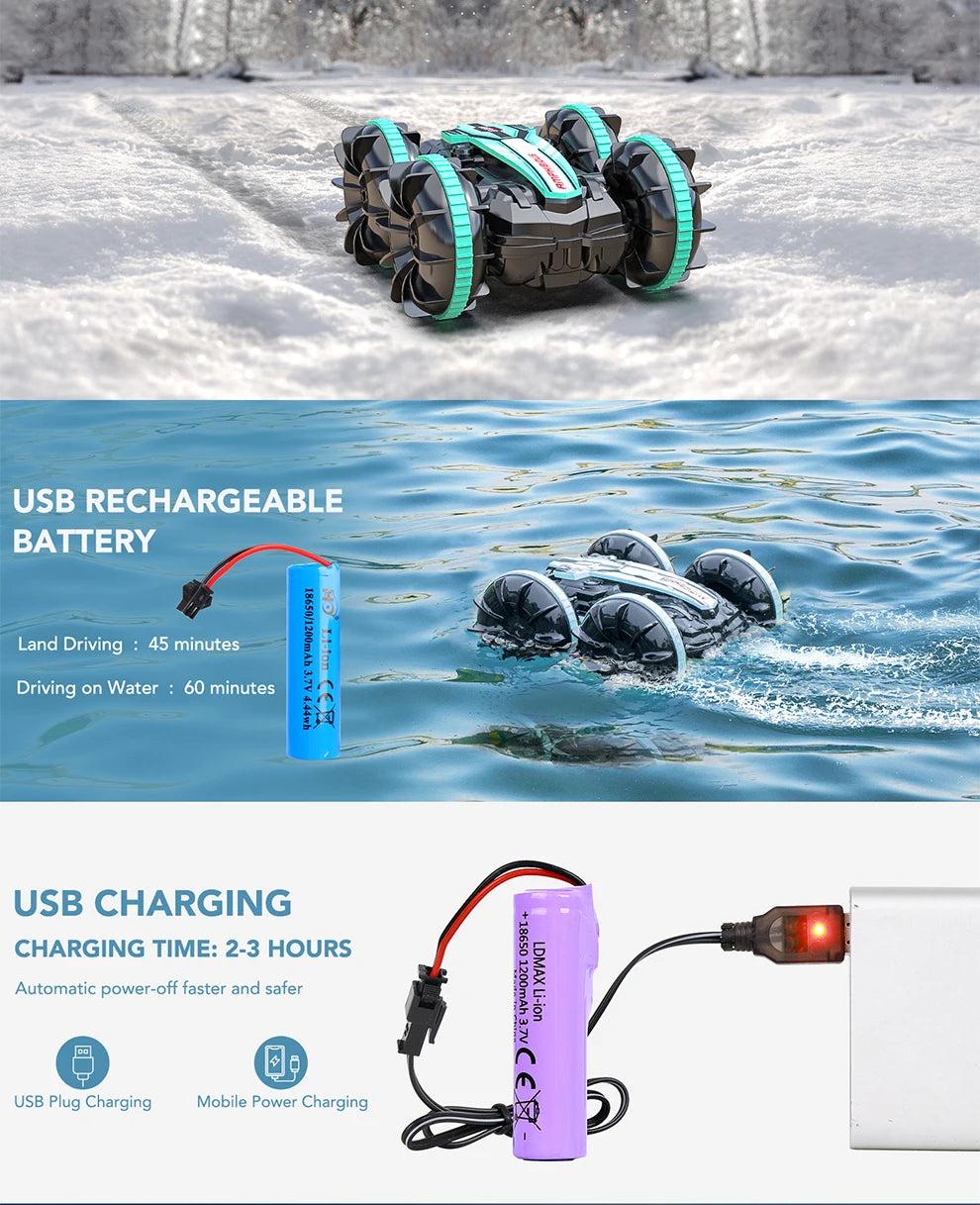 Amphibious Remote Control Car RC Stunt Car Vehicle Double-sided Flip Driving Drift Rc Cars Outdoor Toys for Boys Children's Gift
