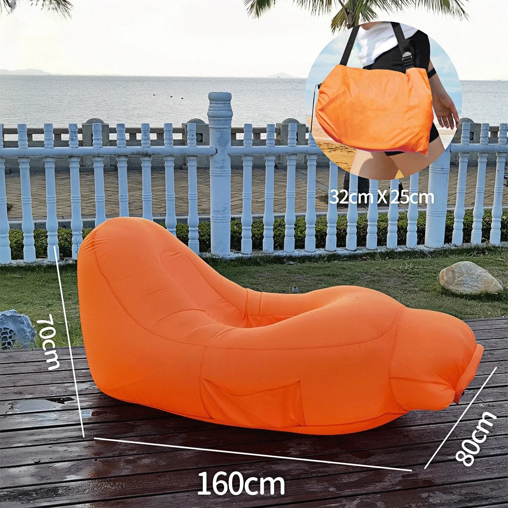 New Explosion-Proof Inflatable Lounge Chair, Light Luxury Portable Lazy Inflatable Bed That Can Sit or Lie Down, Beach, Hiking