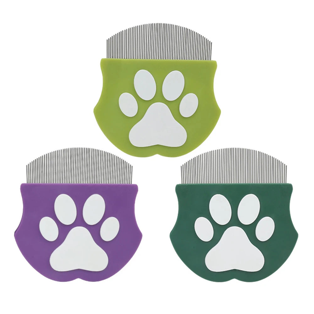 Pet Grooming Comb - Flea Comb for Cats & Dogs, Curved Design for Face & Body, Mini Detangling Brush for Pets