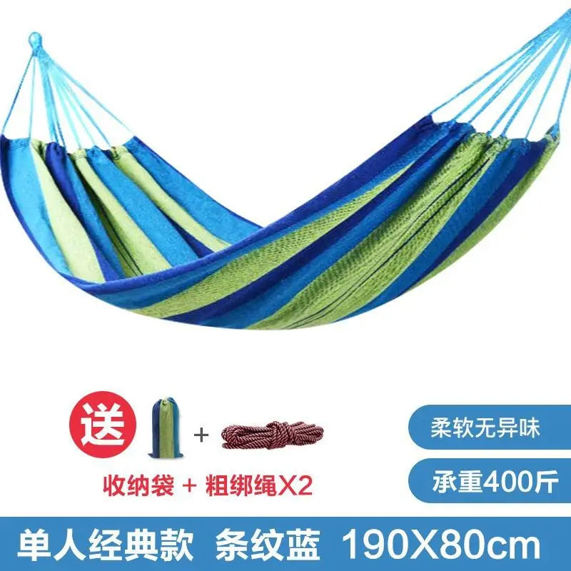 Canvas Single Hammock Outdoor Camping Indoor Children's Swing Thickened Striped Hammock