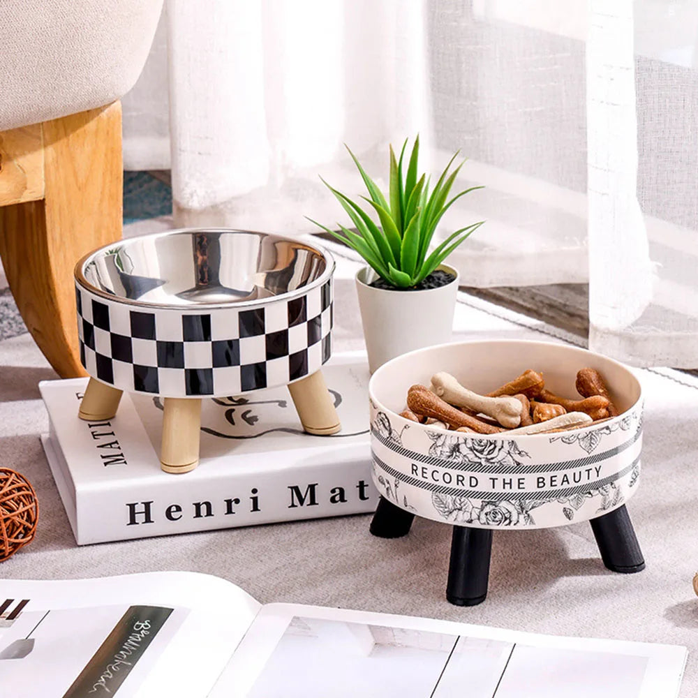 Stainless Steel Elevated Pet Bowls - Cat Dog Food Water Dishes, Raised Feeding Bowls for Pets