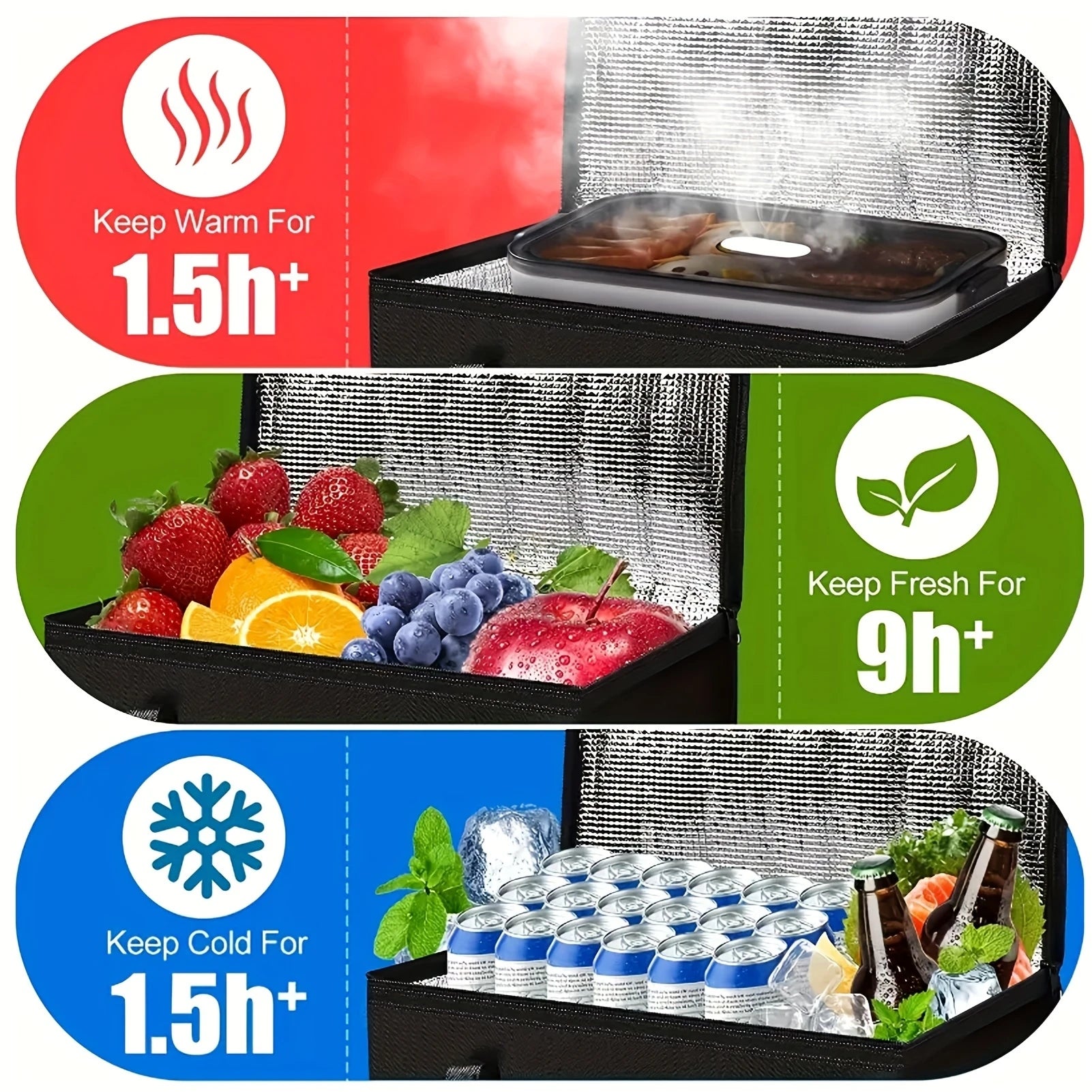 Large Capacity Insulated Grocery Bags Foldable Portable Soft Cooler Bag Lightweight Reusable Food and Beer Insulated Tote Bag