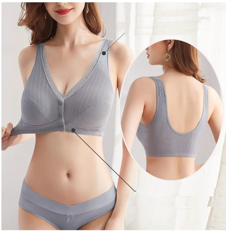 Comfortable Cotton Pregnant Women Underwear Maternity Nursing Bra Breastfeeding Bra Front-Close Bralette Intimate Clothes Plus