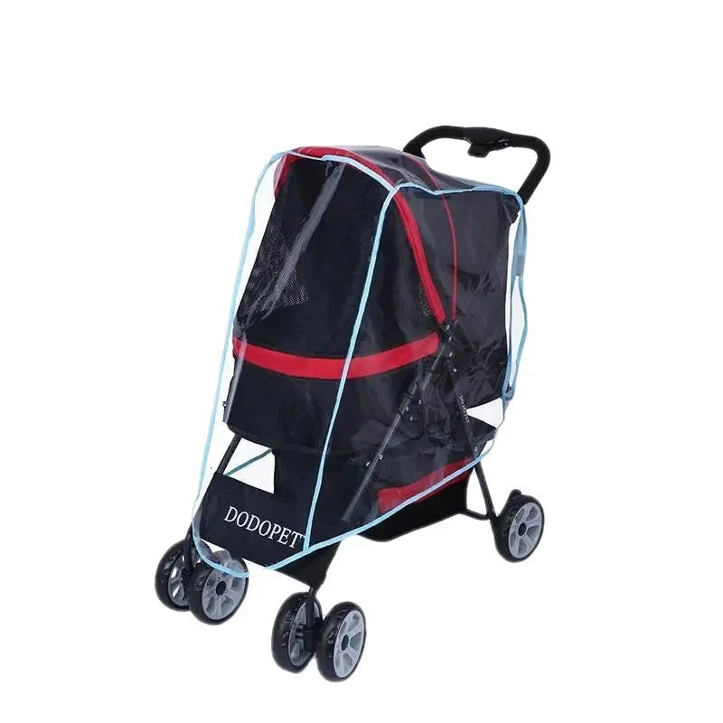 (only Raincoats) Pet Strollers Raincoat Dog Trailer Pet Trolley Small Dog Folding Trolley Raincoat Windshield（Without Stroller）