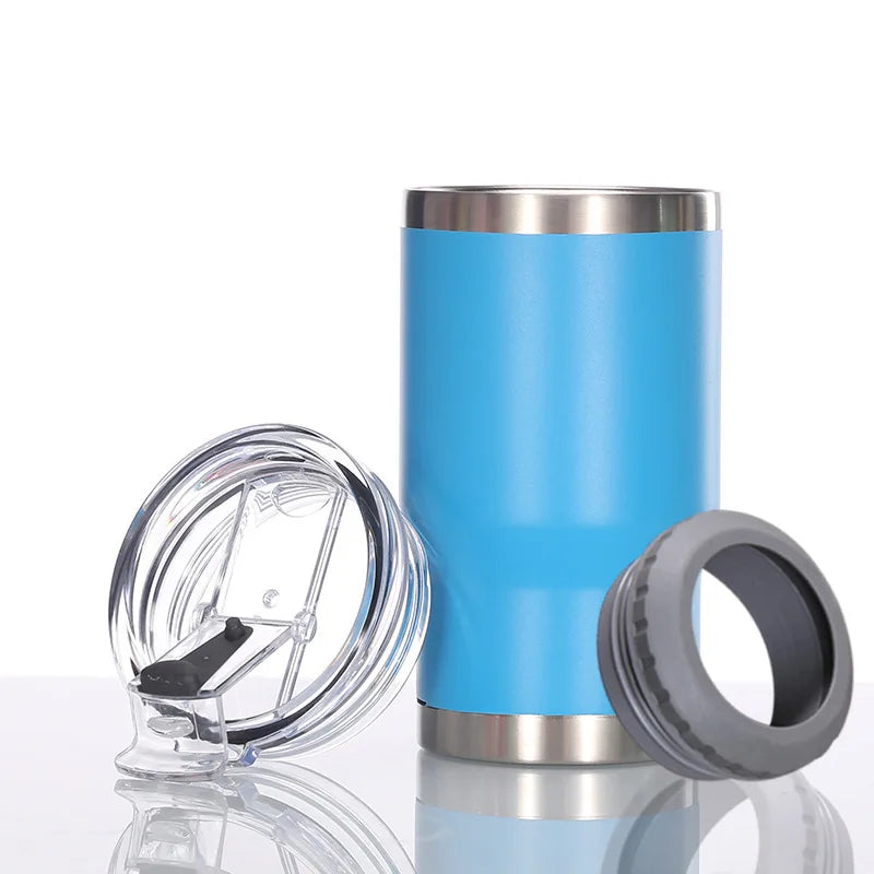 4 in 1 Can Cooler Tumbler for 12 Oz Cans, Slim Cans,and Bottles with Built-in Bottle Opener,Insulated Cool Summer Ice Bottle Cup