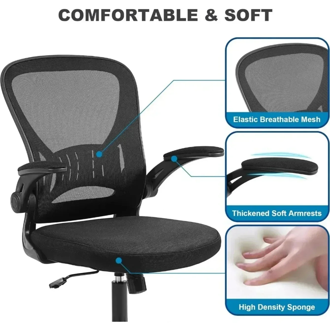 Breathable Office Gaming Chair Ergonomic Elastic Sponge Computer Desk Chair 3D Breathable Mesh Fabric Home and Office Furniture