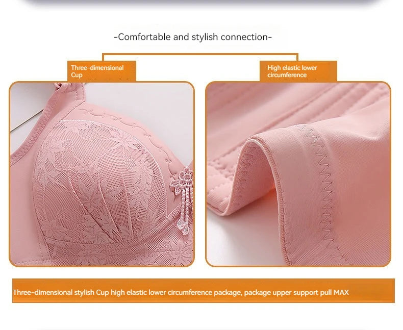 New Lace Printed Oversized Pregnant Women's Breastfeeding Underwear Comfortable Without Steel Ring Gathering Anti Sagging Bra
