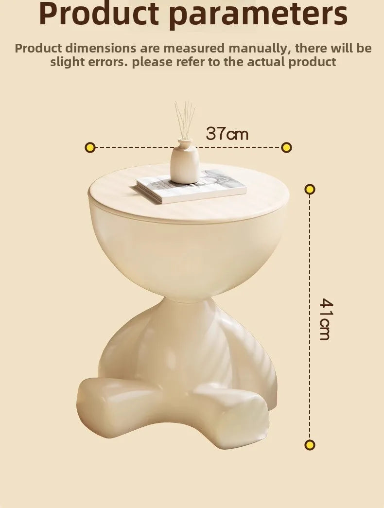 37*41cm Creative Bedside Table Home Sofa Side Shelf Bedroom Balcony Movable Mini Bear Table Coffee Table