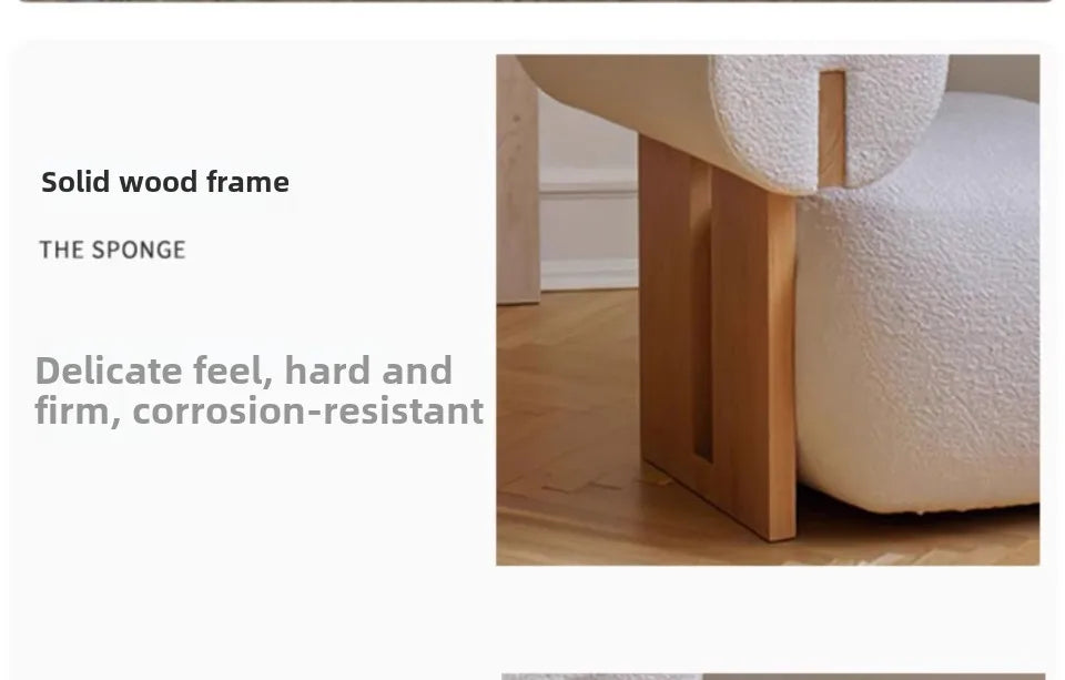 Nordic, Solid Wood, Sofa Chair, Modern, Light Luxury, Cream Style, Living Room, Lazy, Chair, Leisure Chair