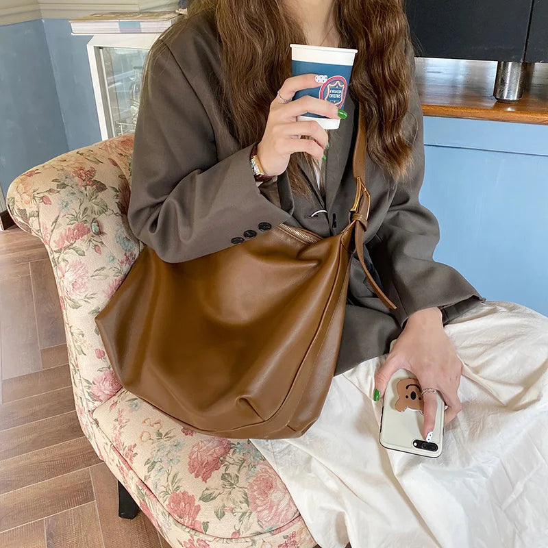 Vintage Pillow Design PU Leather Boston Handbag For Women Casual Large Capacity Shoulder Crossbody Bags Fashion Shopper Totes