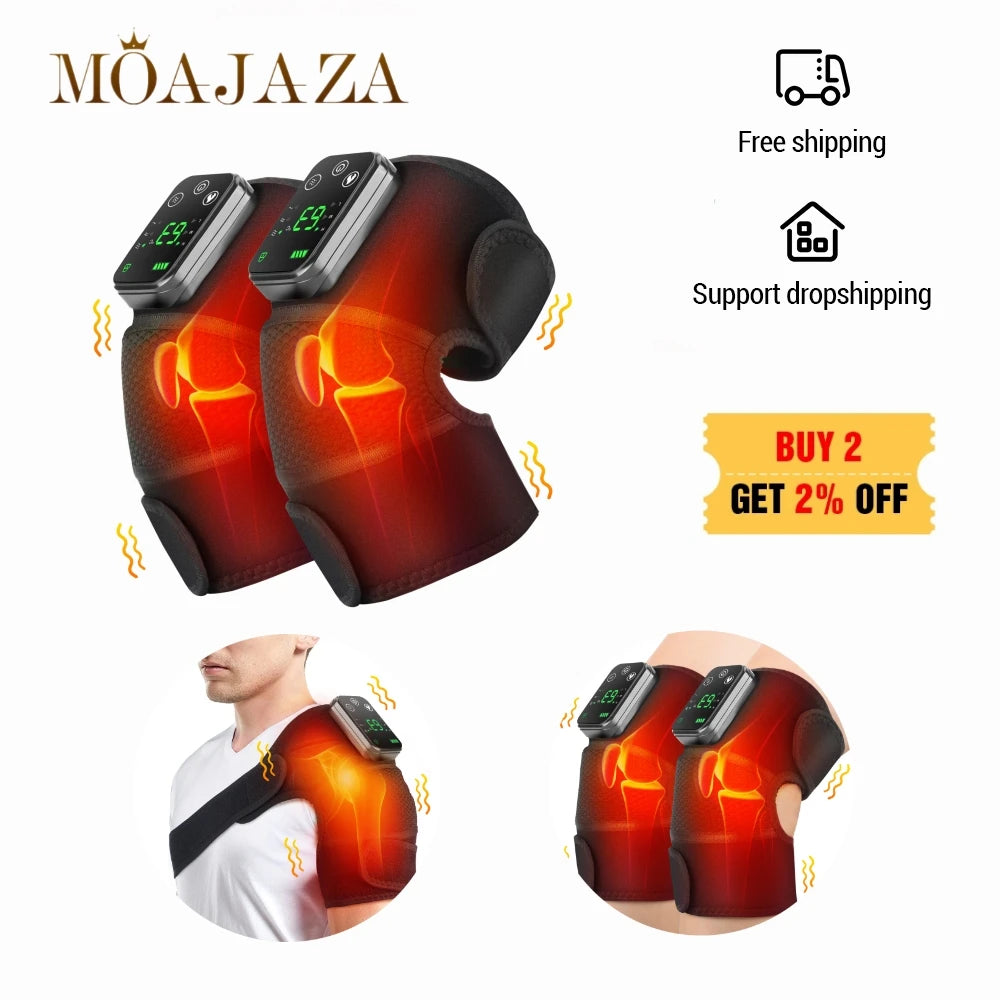 3in1 Electric Heating Knee Massager Join Pain Relief Shoulder Elbow Protector Cordless Leg Massage Knee Tempreture Therapy Brace