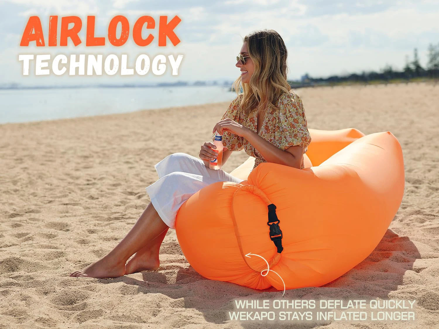 Single Person Lazy Inflatable Sofa Portable Outdoor Beach Air Sofa Bed Folding Camping Sleeping Bag for Comfortable Rest