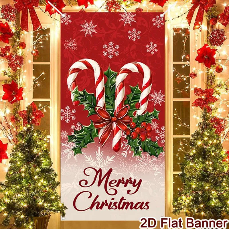 Merry Christmas Porch Door Banner Hanging Ornament Christmas Decoration For Home 2025 Xmas Flag Navidad Noel Gifts New Year 2026