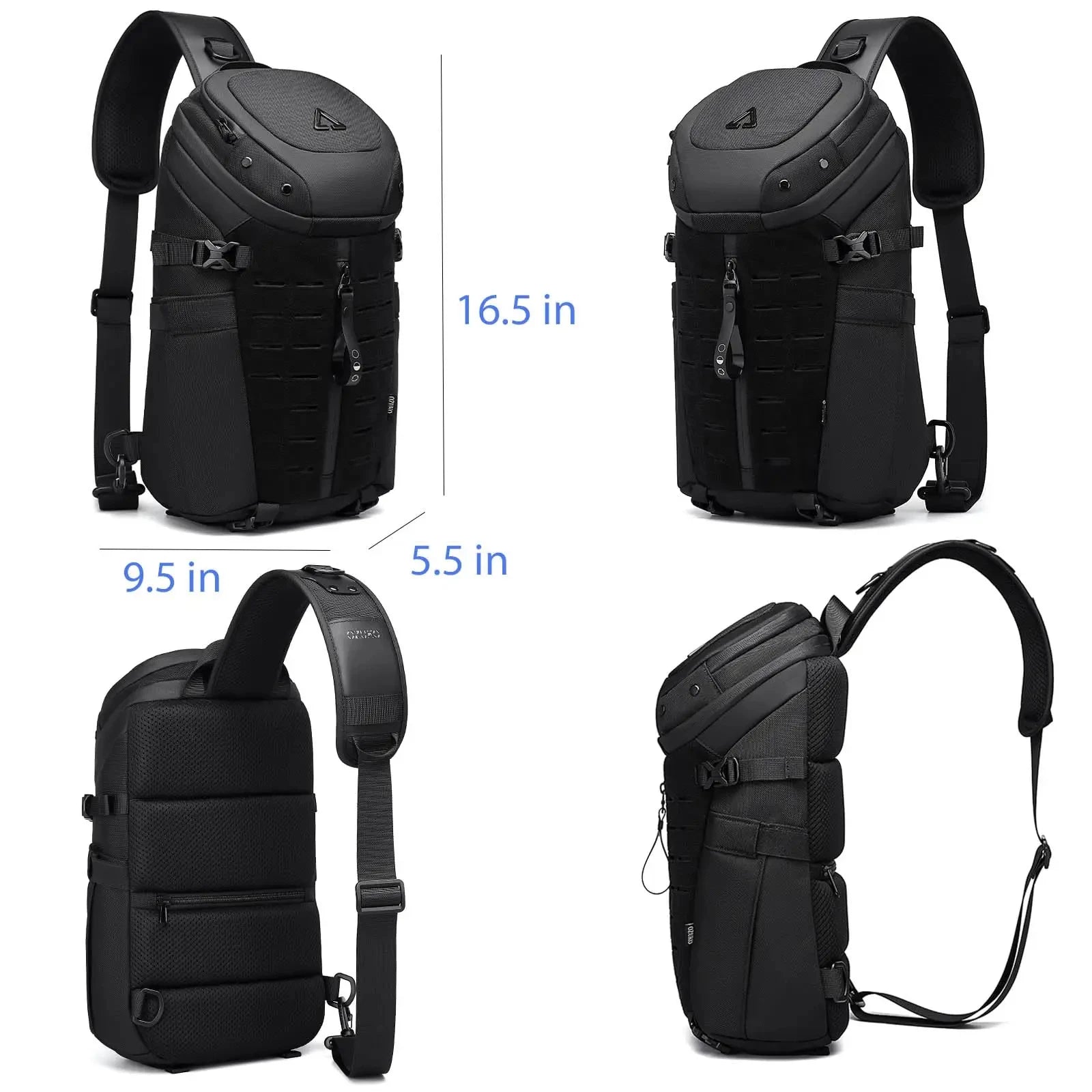 Anti Theft Sling Bag Shoulder Crossbody Backpack Waterproof Chest Bag with USB Charging Port Lightweight Casual Daypack