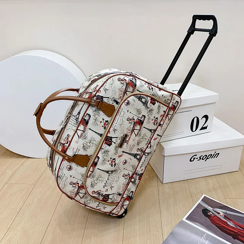 Large Capacity Women Travel Suitcase Trolley Bags Wheeled Bag Oxford Waterproof Rolling Luggage Travel Bag With Wheels