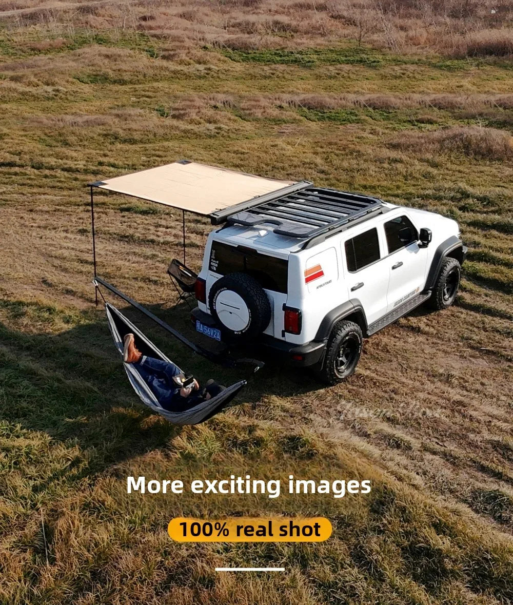 Universal Car Hammock Stand - Adjustable & Foldable Vehicle Mount Kit W/ Parachute Bed, Fits All Cars & SUVs