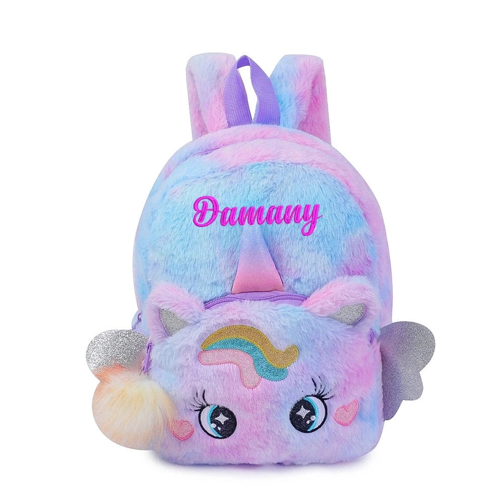 Personalized Custom name Embroidered Newborn letter Nursery Baby Unicorn tie dye backpack  Bag Gifts for Boy Girl children
