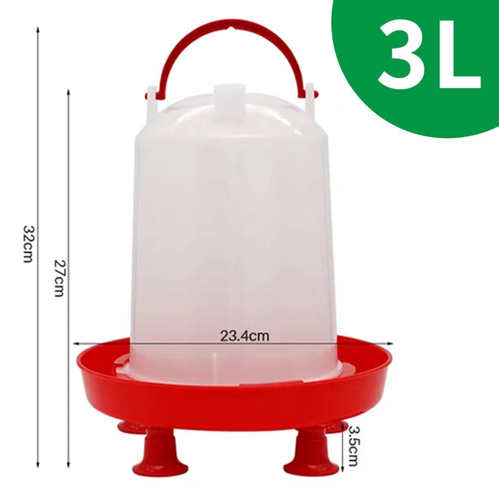 1Pc 1.5kg/3L Automatic Chicken Feeder Bucket Drinker Bucket With Leg Plastic Water Bucket for Duck Farm Chick Coop Water Supply
