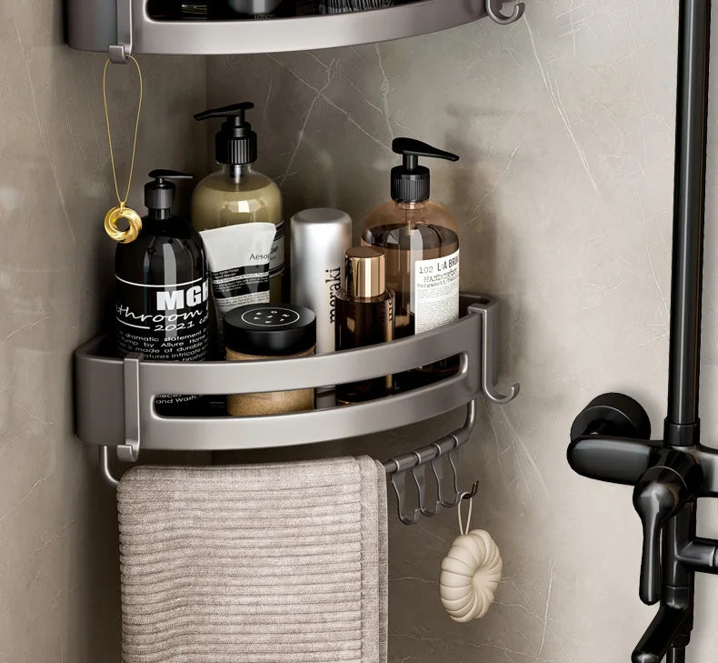 Triangular Wall-Mounted Shelf for Bathroom Or Toilet Area Rectangle Additional Balcony Storage Space for Small Bathrooms