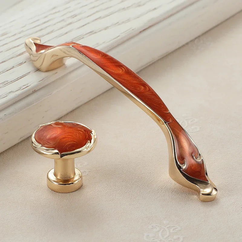 YM Red Amber Cabinet Handles Drawer Knobs for Kitchen Dressers Closets Wardrobe - Furniture Storage Door Pulls