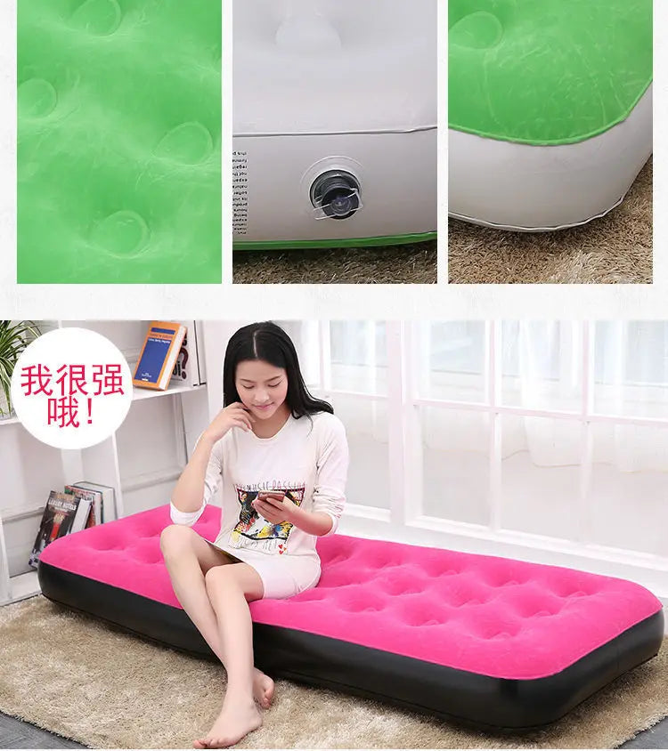 Inflatable Household Single Folding Bed Air Cushion Bed Double, Thickened Portable Air Bed Outdoor Inflatable Sofa